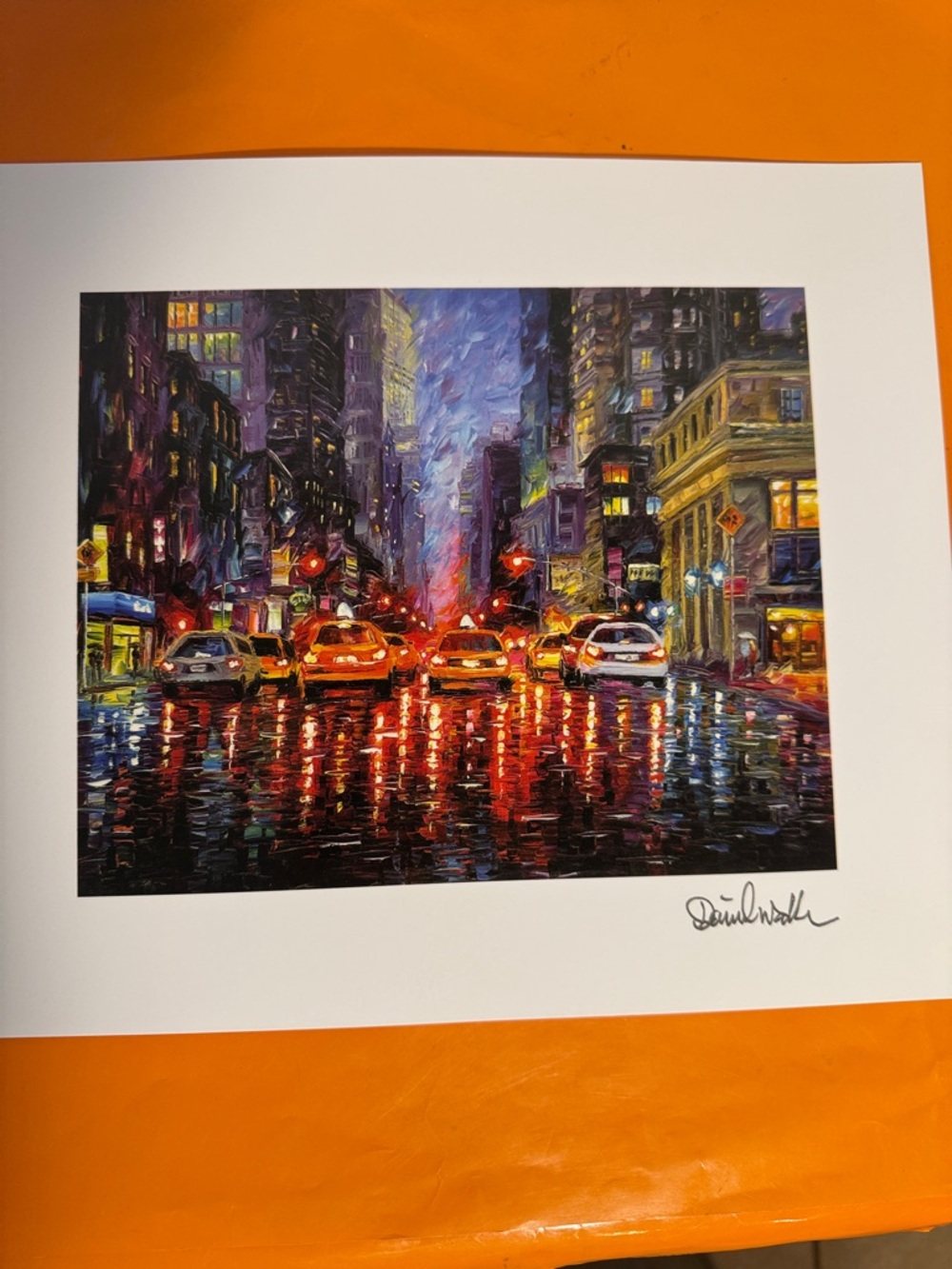 Rainy Manhattan Night Lithograph